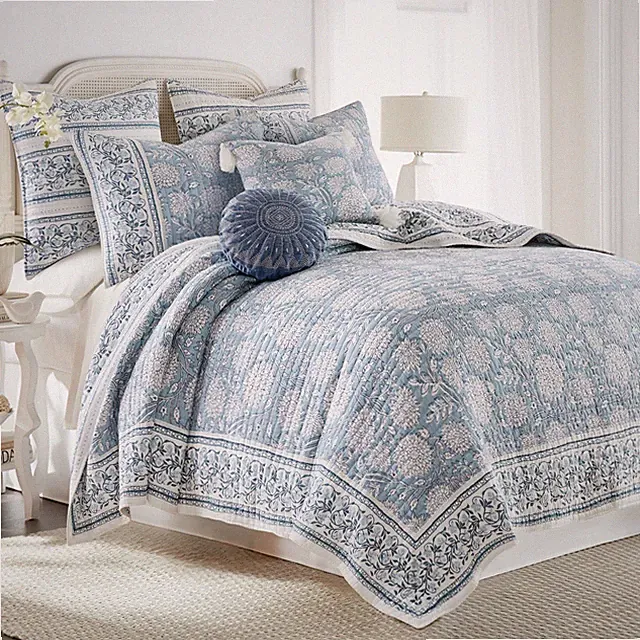 Adare Blue Reversible King/Cal King Quilt Set (106x92in) with 2 Pillow Shams...