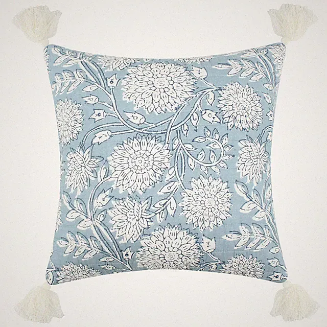 Adare Blue Tassel Pillow - Levtex Home