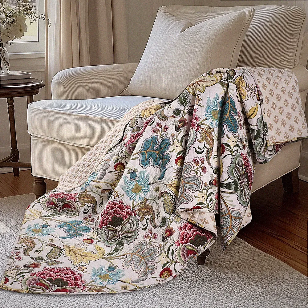 Angelica Off-White Quilted Throw - Levtex Home