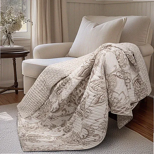 Bennett Taupe Quilted Throw - Levtex Home