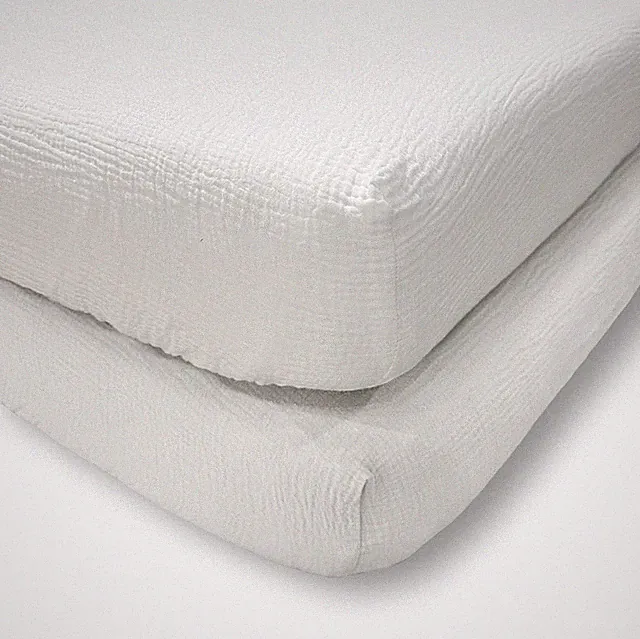Cloud Muslin Fitted Sheet Set of 2 White/White - Levtex Home