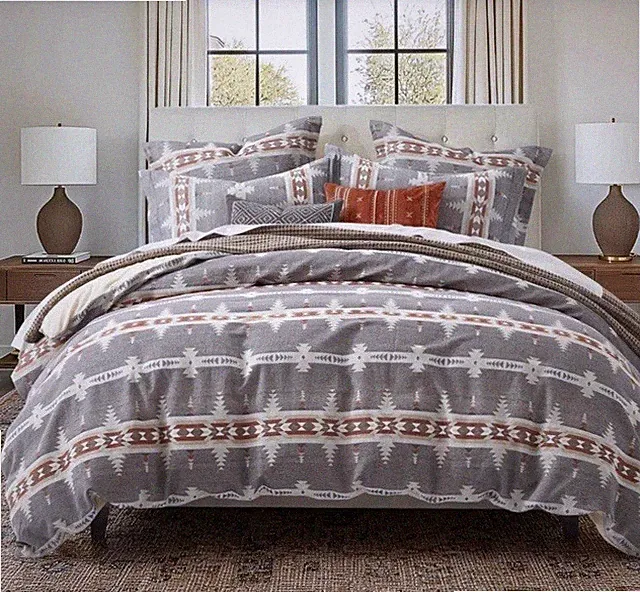 Corrales Duvet Multicolor Cover- Levtex Home 7pc Set (Gray Sheets ) King