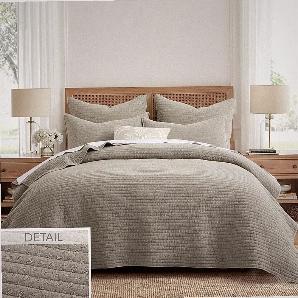 Eyelet Taupe King Quilt Set - Levtex Home