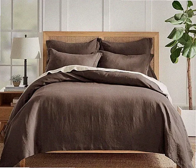 Levtex Home - 100% Linen - Twin Duvet Cover - Washed Linen - Cocoa (66x88in.)