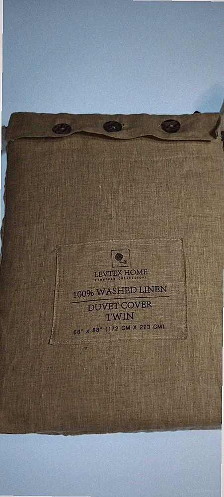 Levtex Home 100% Washed Linen Duvet Cover Twin 68x88 Natural Tan NWT