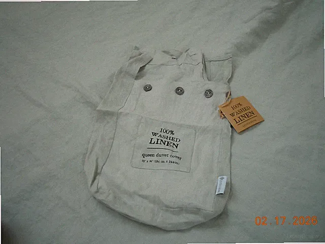 Levtex Home 100% Washed Linen Queen Duvet Cover-Gray