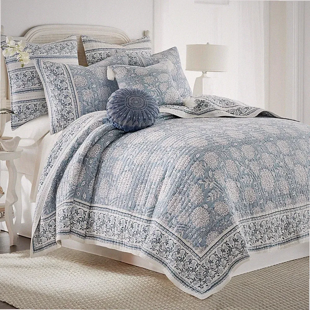 Levtex Home Adare Blue Reversible Quilt & Sham Set Full/Queen Color: blue