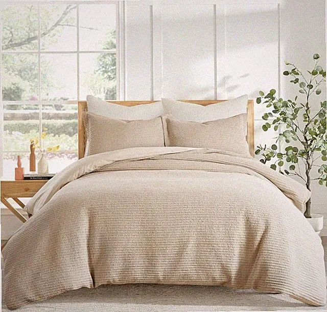 Levtex Home - Cloud Waffle Cream King Cal King Comforter Set Taupe (106 x 94)