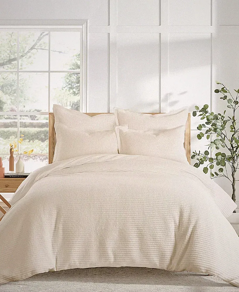 Levtex Home Cloud Waffle Textured 3-Pc. Duvet Cover Set, Full/Queen - Cream