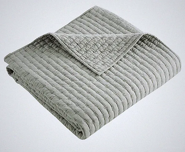 Levtex Home Cross Stitch Desert Sage Quilted Throw, 50" x 60" Green