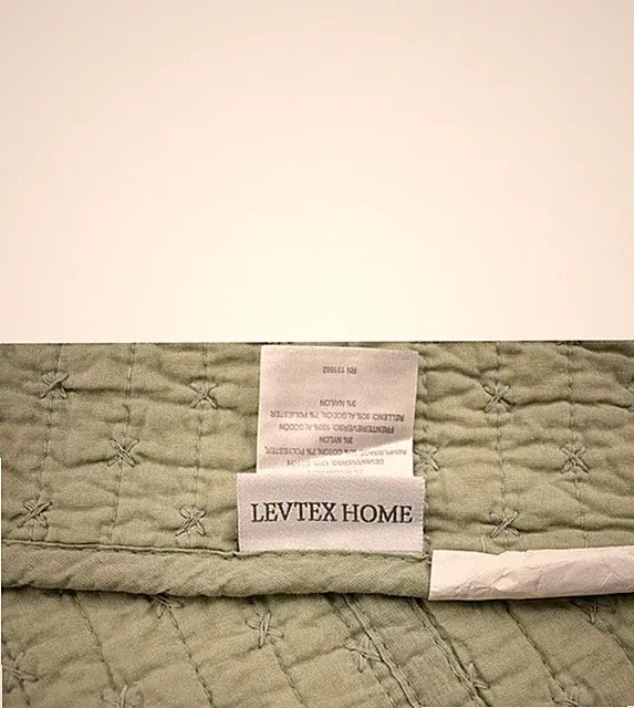 Levtex Home Cross Stitch QUEEN Bedspread & Shams Set Sage- New