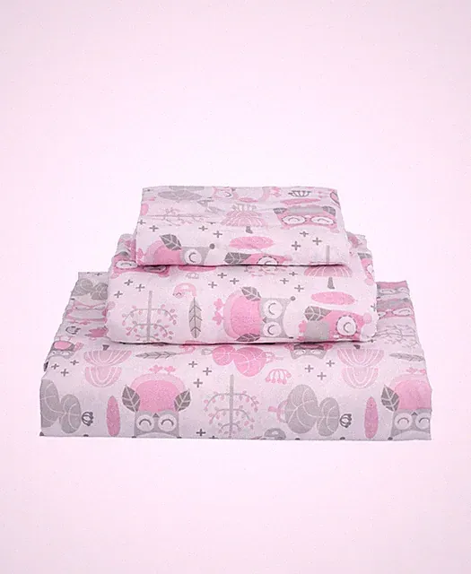 Levtex Home Luxury Daniella Owl Sheet Set - TWIN - Pink / Gray
