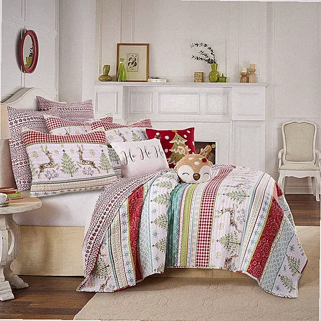 Levtex Home Merry & Bright Collection Comet and Cupid Quilt Full/Queen 3 PC Set