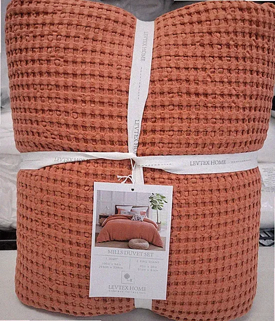 Levtex Home Mills Waffle 3Piece King Duvet Cover Set Adobe