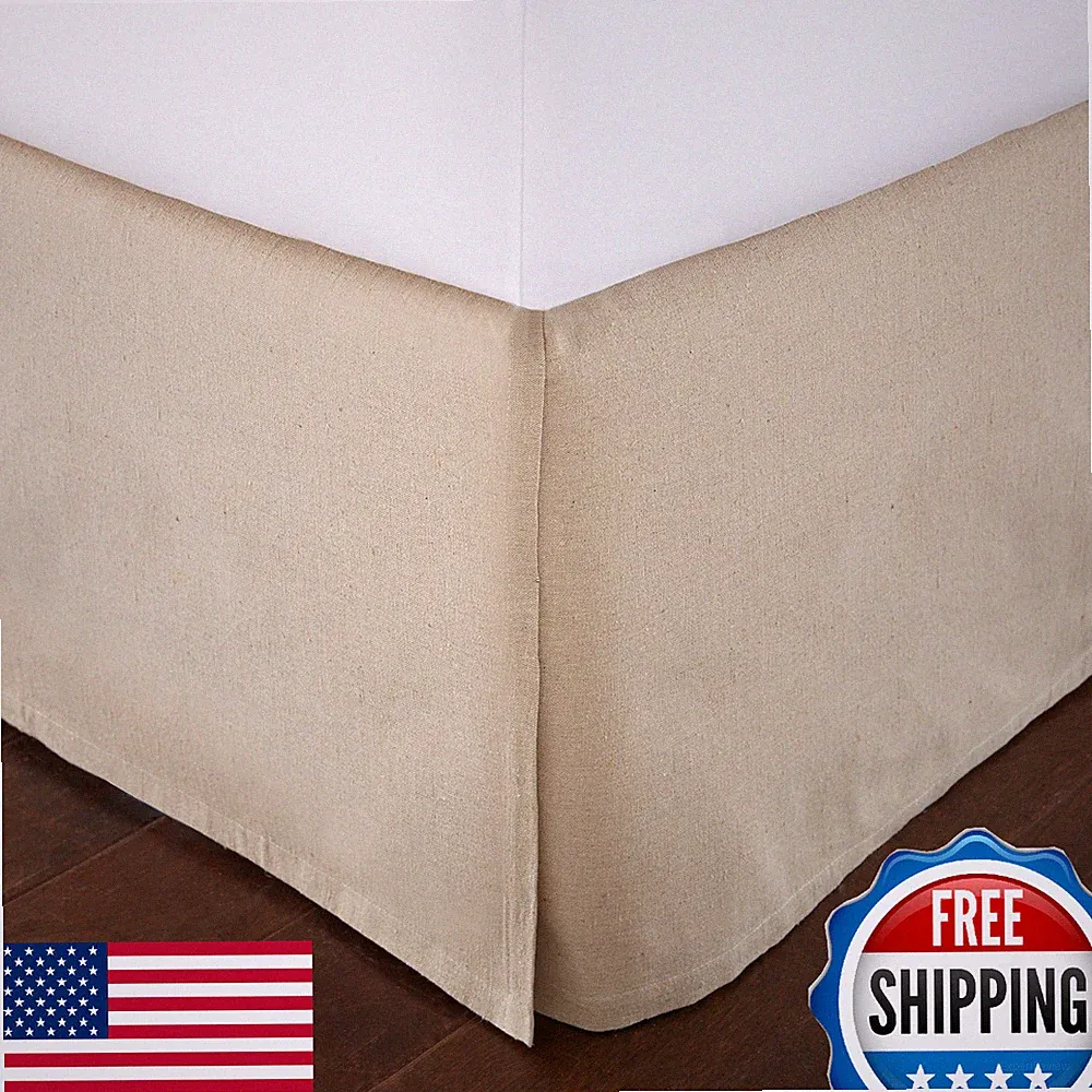 Levtex Home Queen Faux Linen Dust Ruffle, 16" Drop, Box Pleat Bed Skirt
