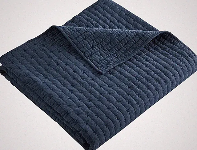LEVTEX Home Quilted Throw Cross Stitch Navy 50" x 60" NWT