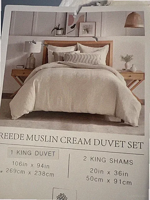 Levtex Home Reede Muslin KING Duvet Cover & Shams Set Cream