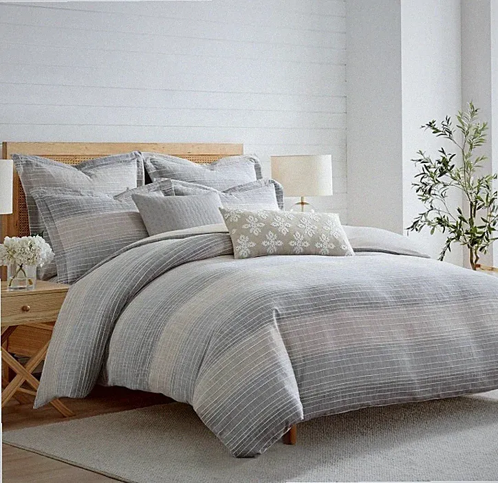 Levtex Home Sand Stripes Natural King/Cal King Comforter Set Cotton