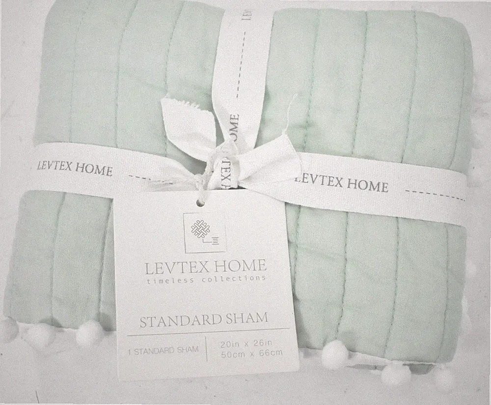 Levtex Home Standard Sham Pom Pom Blue Haze 20" x 26" Bedding Set Pack