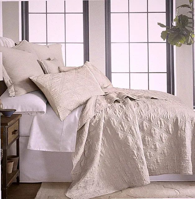 Levtex Home Washed Linen Cream King Quilt NEW