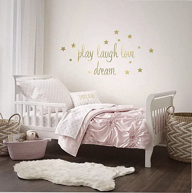 Levtex Kids Willow Gold Dot Pink 5 Piece Toddler Bedding Set,Kids