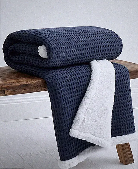 Levtex Mills Waffle Quilted Throw, 50" x 60" Navy