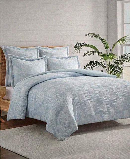 Levtex Seaside Charm Blue Textured 3-Pc. Full / Queen Duvet Cover Set