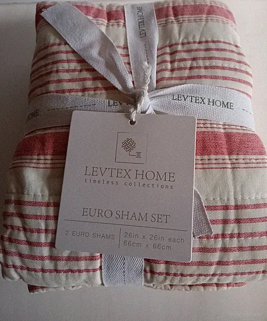 NEW Levtex Home Timeless Collection Set of 2 Euro Shams 26in x 26in Camden Red