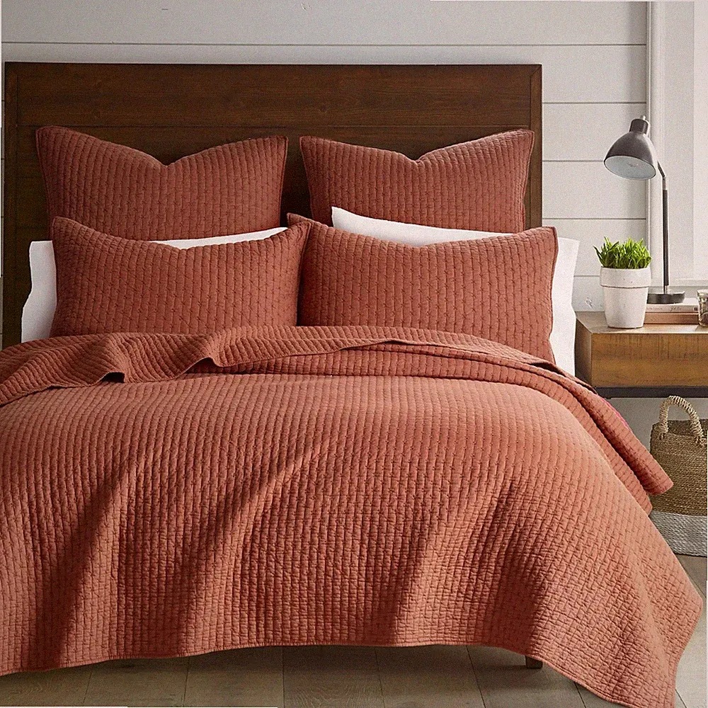 NWT Levtex Home Cross Stitch Adobe Quilt Set 100% Cotton Twin Quilt Sham