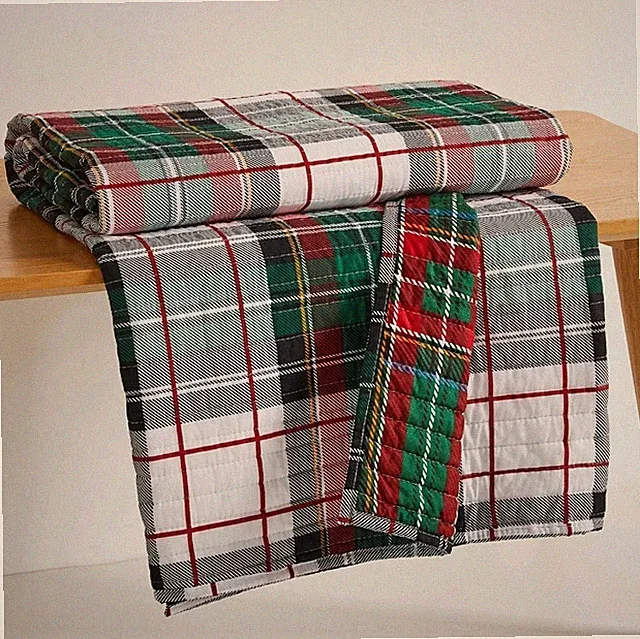 Spencer Plaid Green Quilted Throw - Levtex Home L22631QT Q22631 50x60